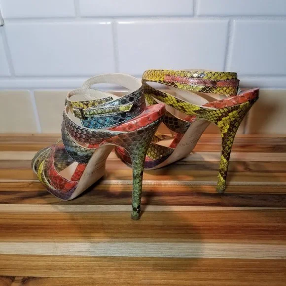 Jimmy Choo Snakeskin Heels size 38 1/2 (8.5 US) - Picture 4 of 13